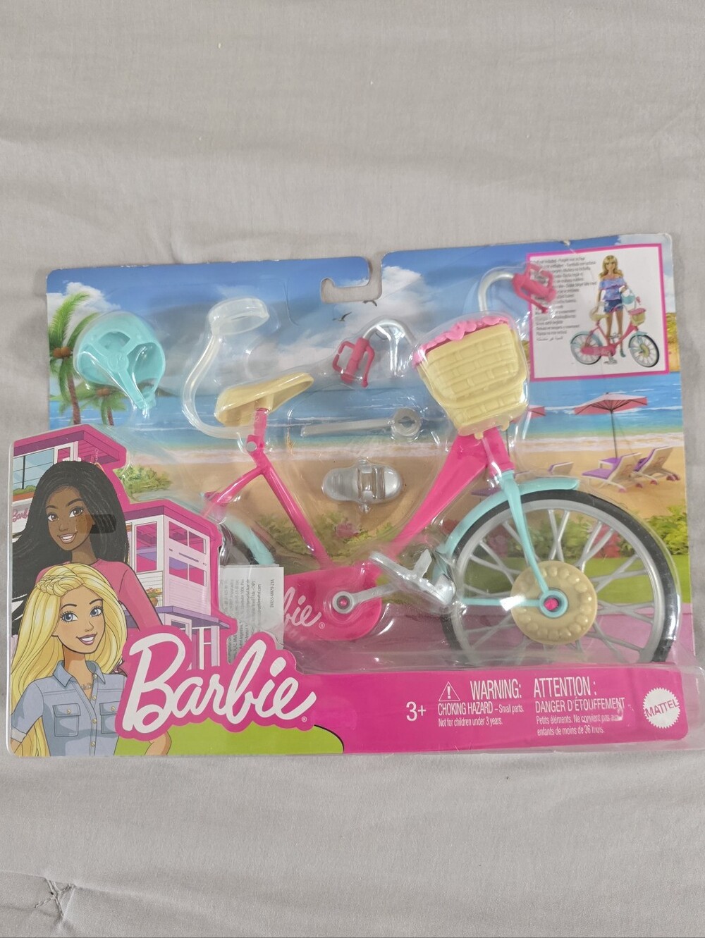 NEW Barbie Doll Bicycle with Basket and Accessories